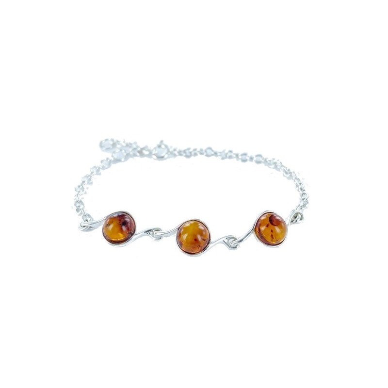 Bracelet argent 925 Ambre veritable de la mer Baltique