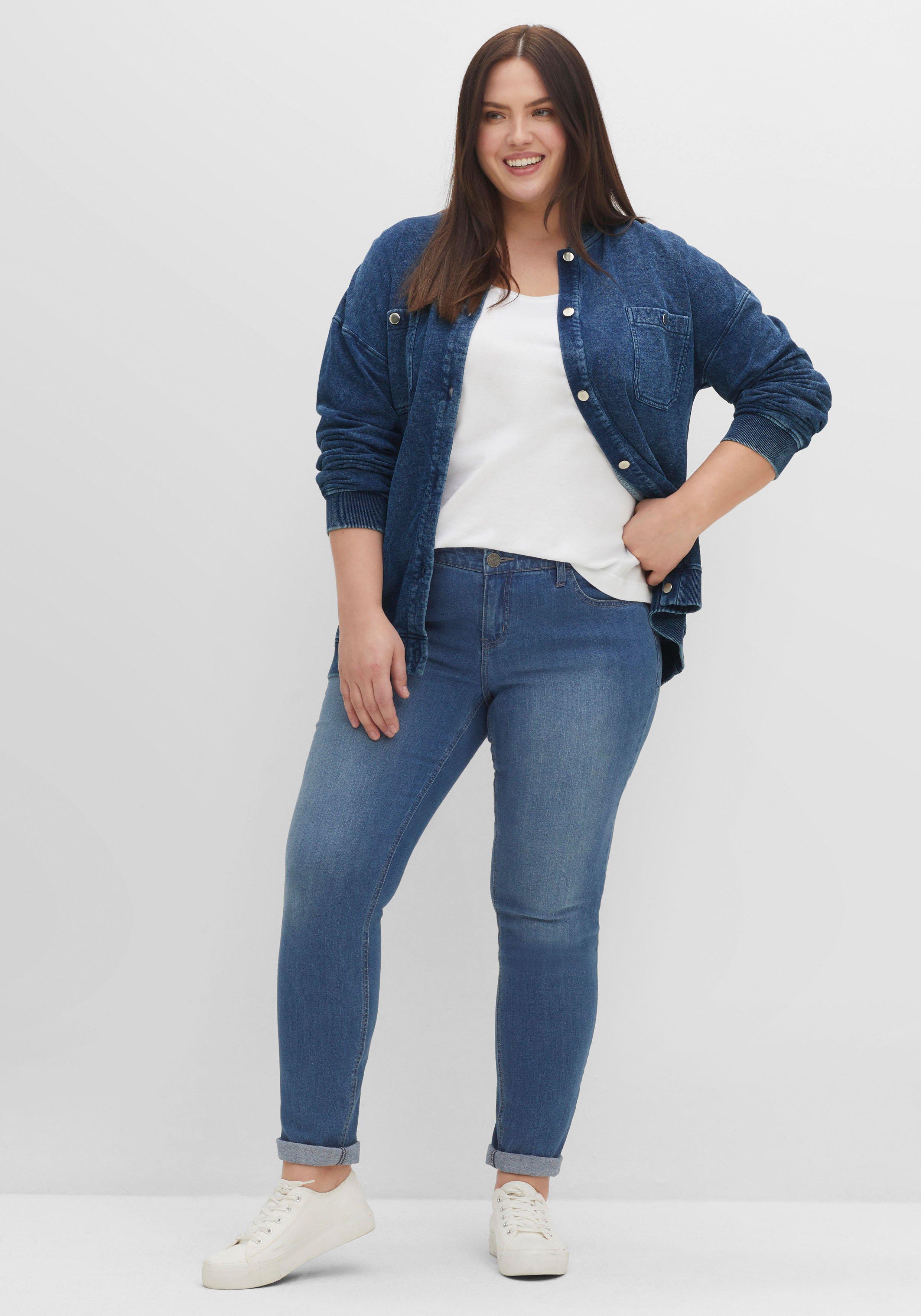 Sweatjacke in Jeansoptik, mit Brusttaschen