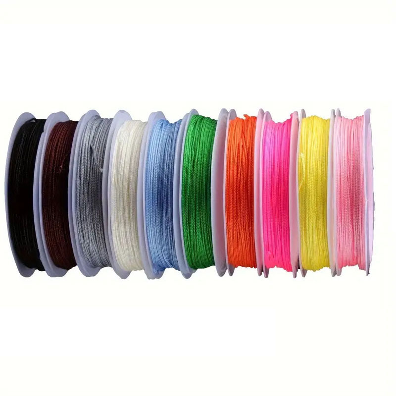 (10er Set) 0.6mmx10m Nylonband DIY Schmuck Herstellungs Band Bastel Schnur für Armband / Kette - Bunt