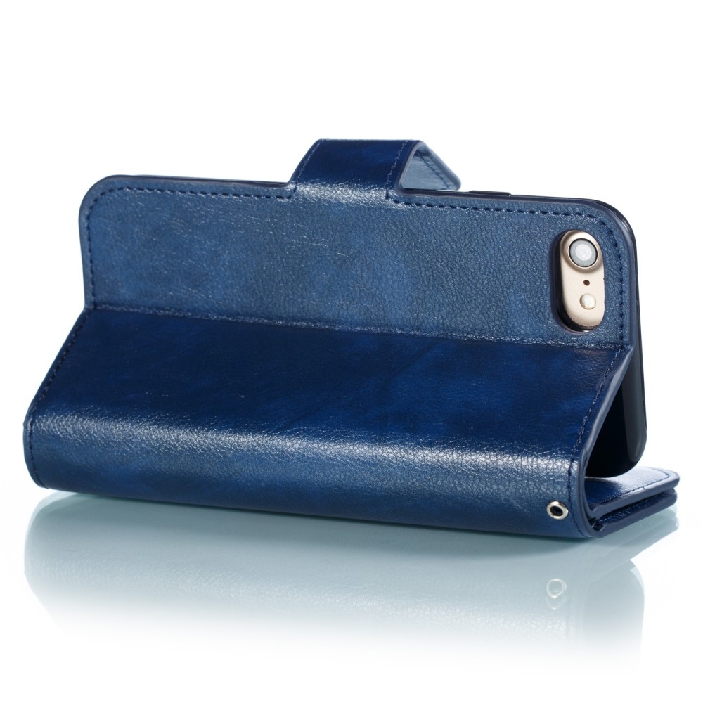 iPhone SE (2022/2020) / 8 / 7 Leder Wallet Etui Tasche mit 9 Kartenfächern - Dunkelblau