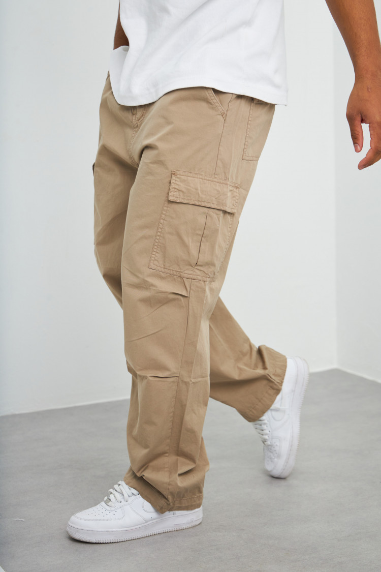 Pantalon en toile cargo biege