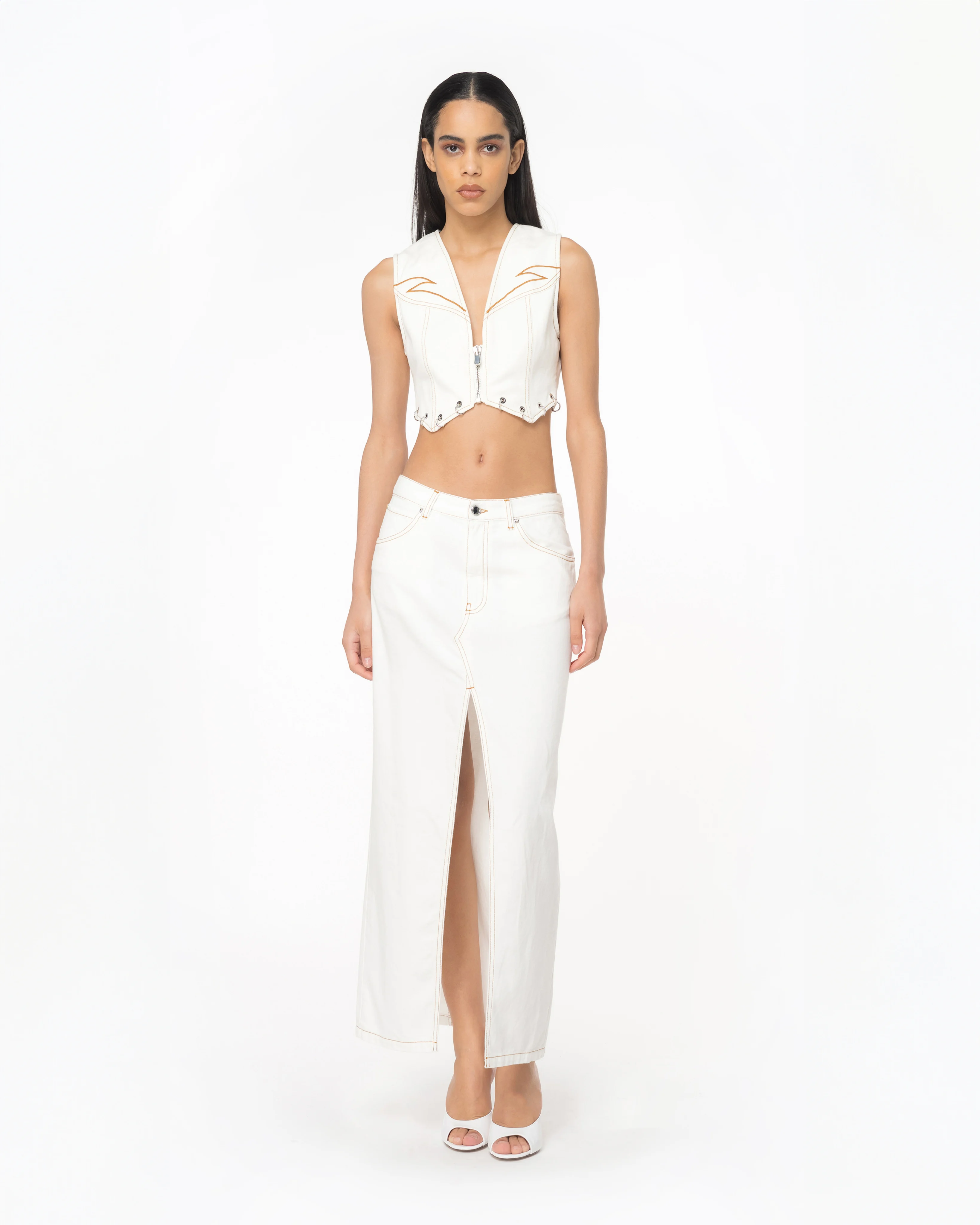 Maxi jupe fendue | Blanc
