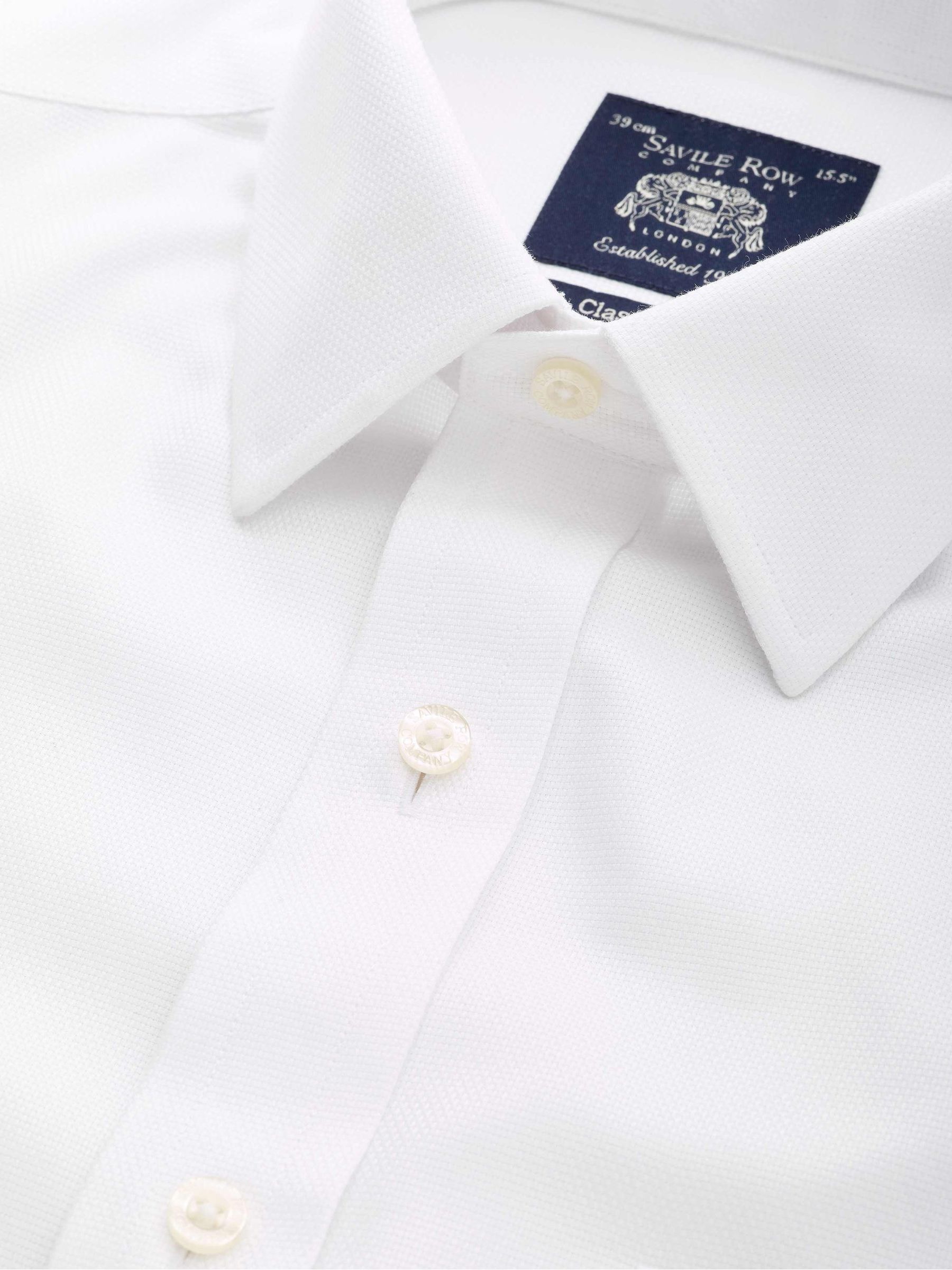 Wit - Savile Row Company klassiek model katoenen Dobby strijkvrij overhemd met enkele manchet