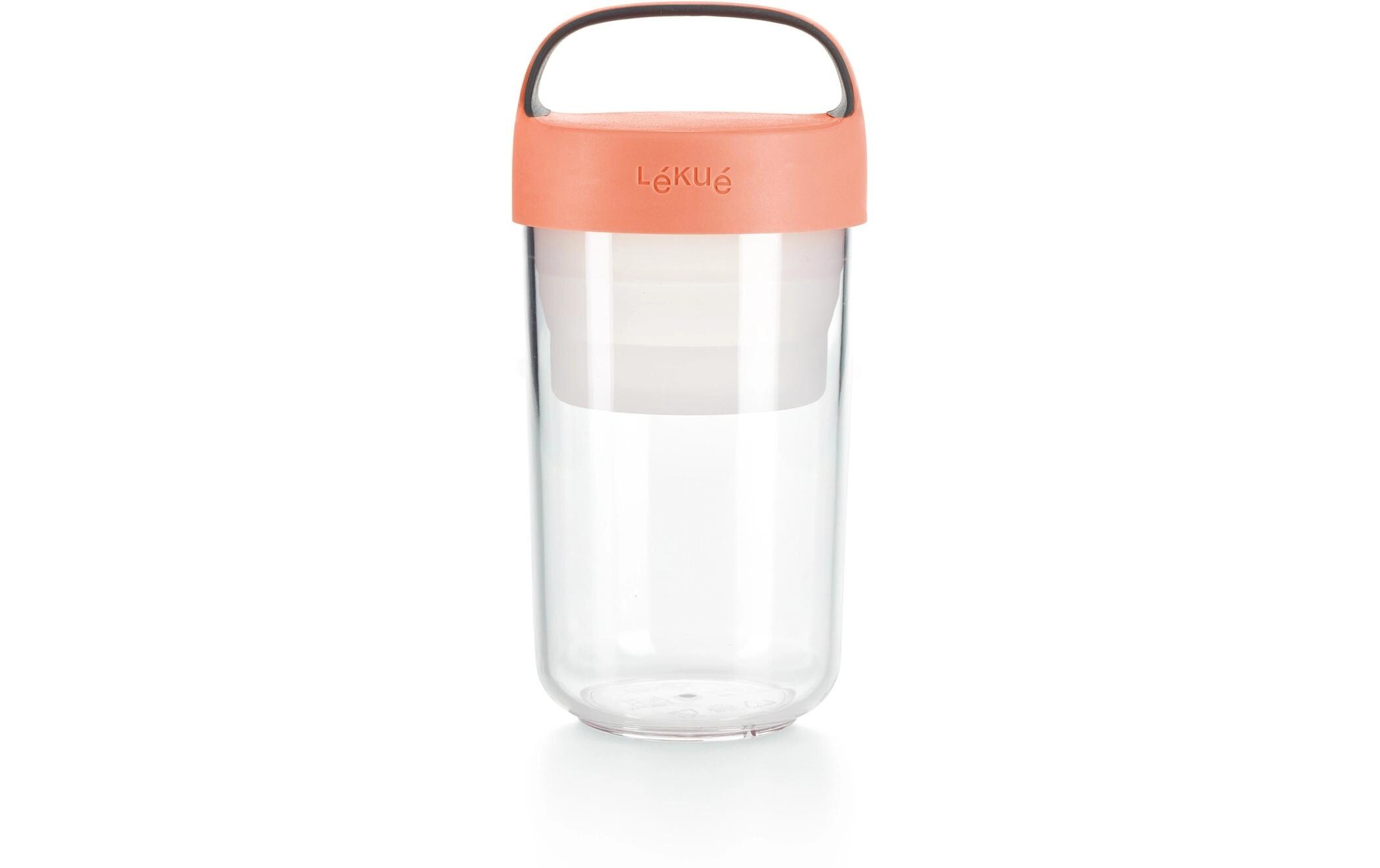 Smoothiebehälter Glas To Go, 600 ml, KoralleBehälter zum Transportieren von Snacks, Suppen, Salaten oder Desserts