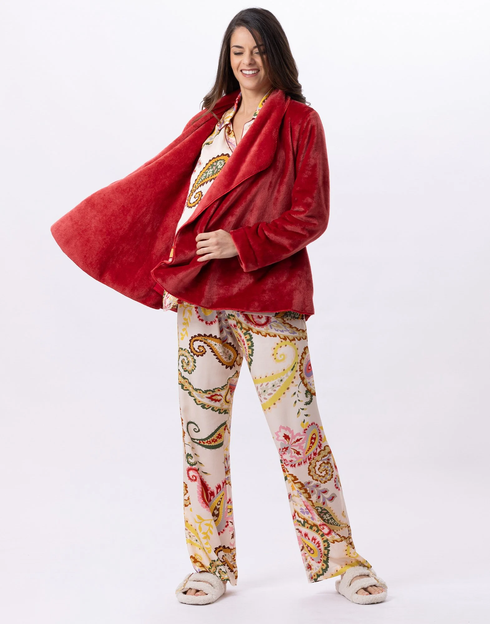 ESSENTIEL 873 - Veste en peluche flanelle | Rouge