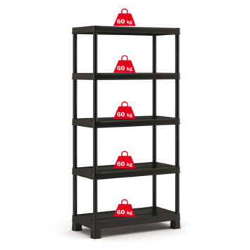 Keter Plus stellingkast - 5 planken - 90x40x182cm - zwart