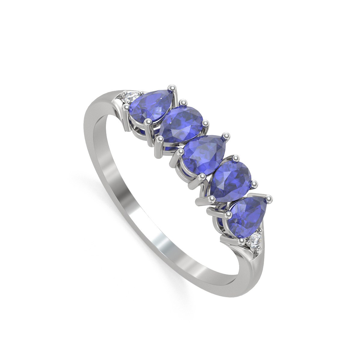 Bague ADEN Tanzanite et diamants sur Argent 925 1.74grs