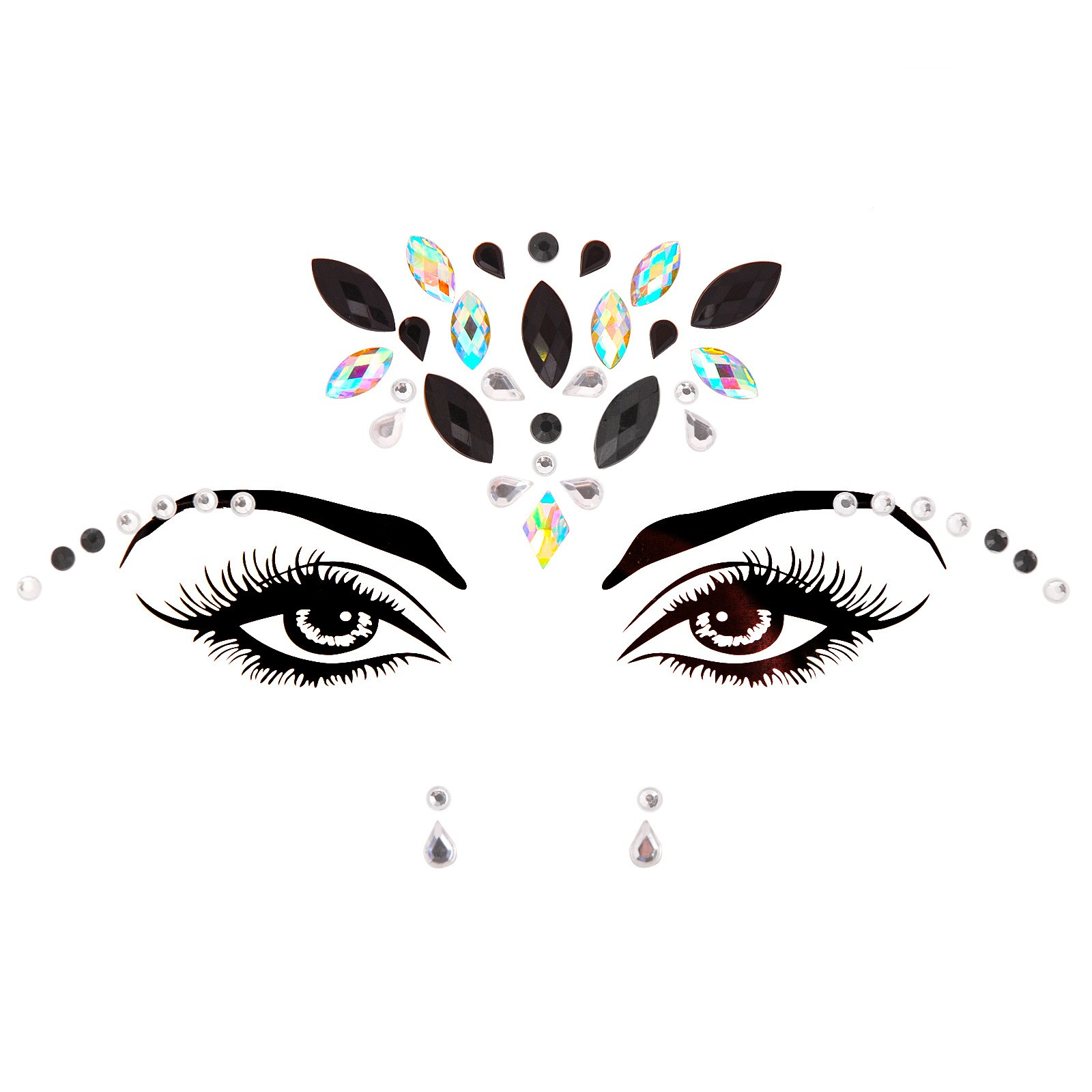 Strass Festival Gesichts- und Körper Aufkleber Temporary Tattoo Haut Sticker - Style 8