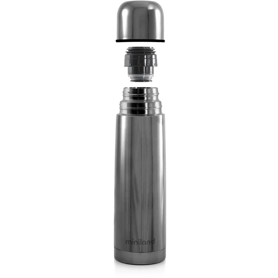 miniland Thermosflasche deluxe thermos mit Isoliertasche silber 500ml