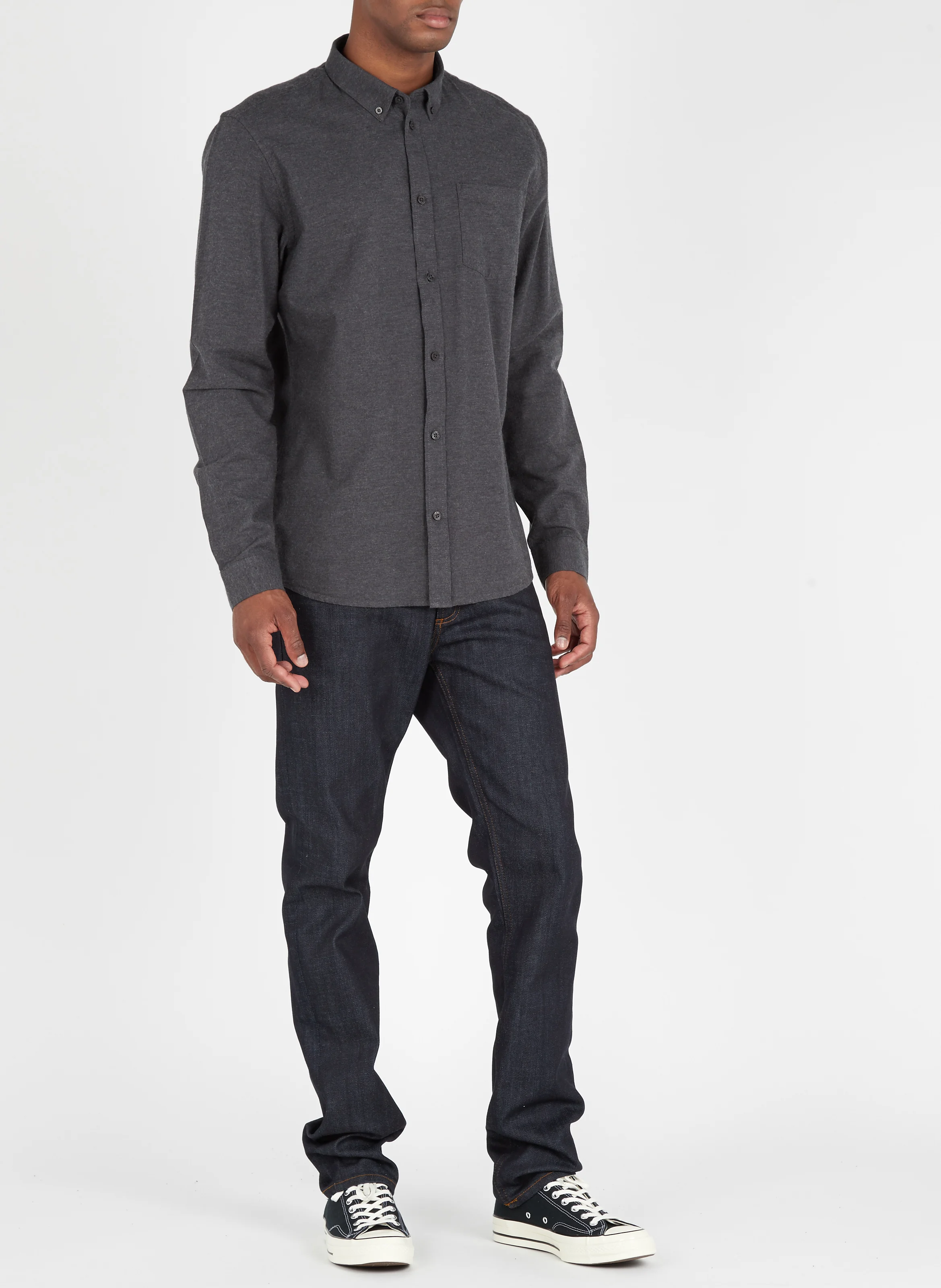 Chemise col américain regular-fit en coton | Argent