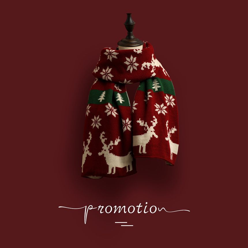 LANWO - Kerstpatroon gebreide sjaal