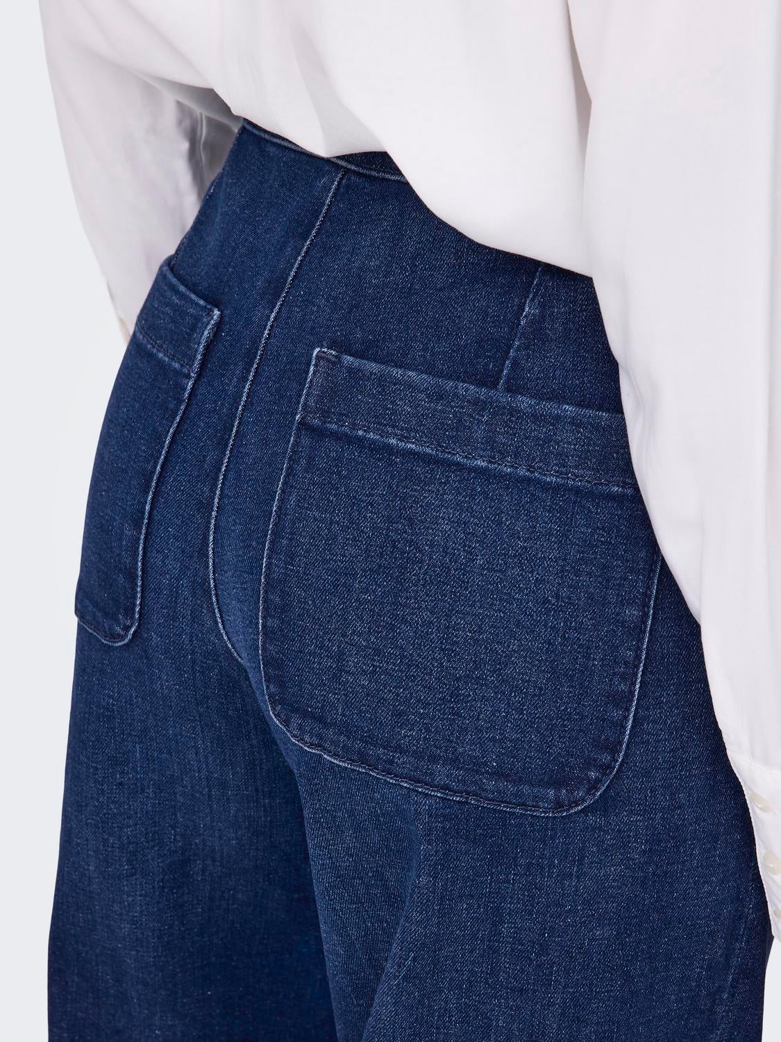 ONLMADISON Hohe Taille Weiter Beinschnitt Jeans Dark Medium Blue Denim