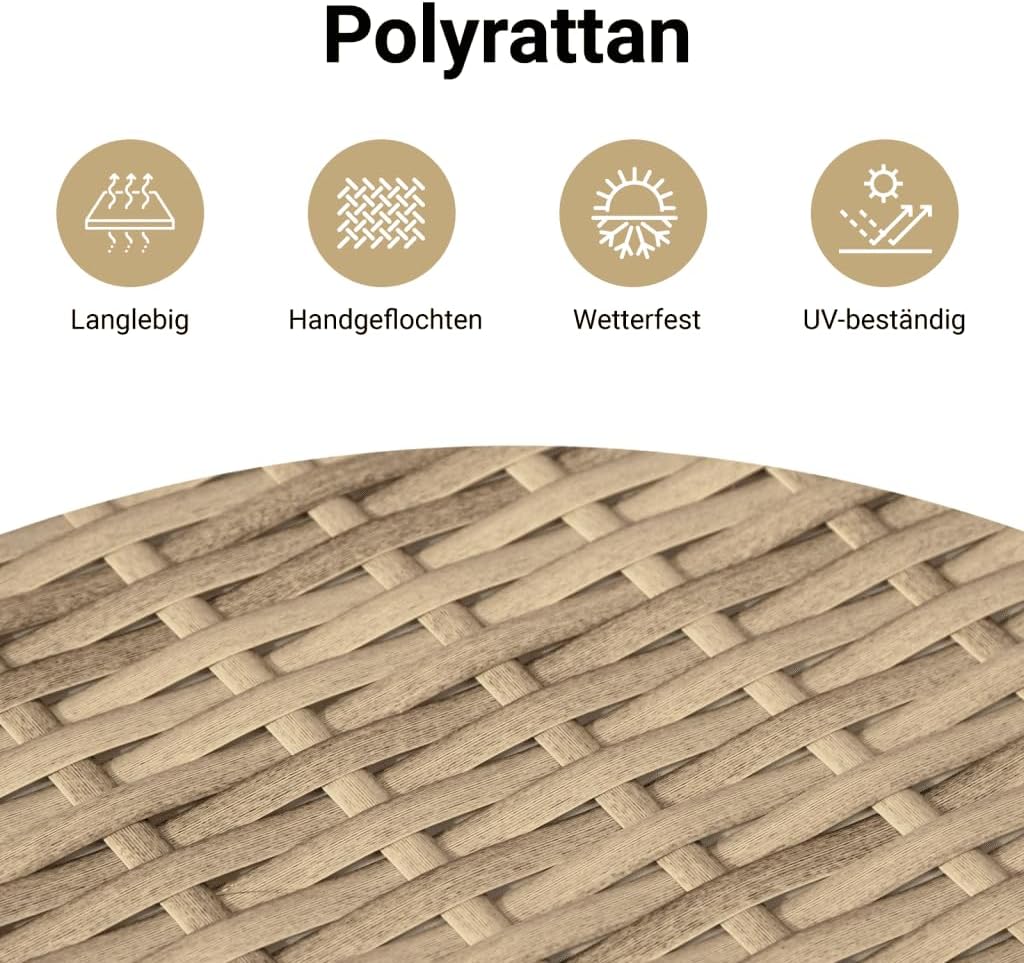 vidaXL Gartensofa 2-Sitzer mit Dach Hockern, Outdoor Sofa Gartenmöbel, Garten Lounge Set Terrasse, Terrassenmöbel Zweisitzer, Beige Poly Rattan