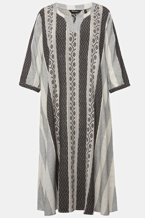 Kaftan, Ethnomuster, A-Linie, Tunika-Ausschnitt, 3/4-Arm