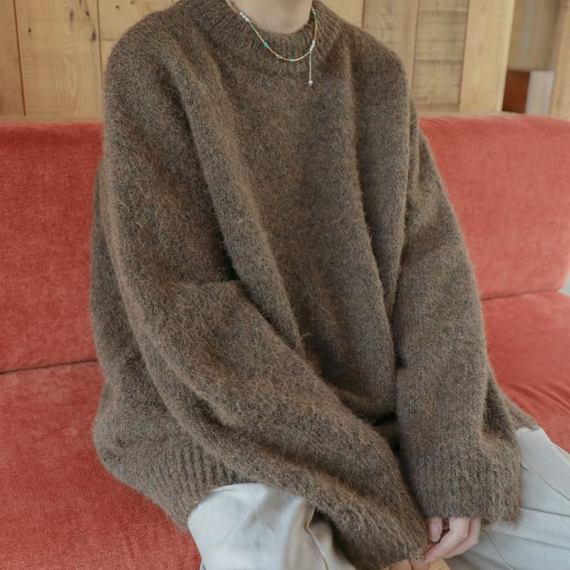 Freehop - Effen oversized trui met ronde hals