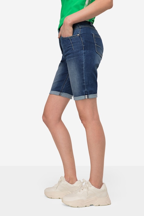 Jeans-Shorts, 5-Pocket, Elastikbund, mit recycelten Materialien