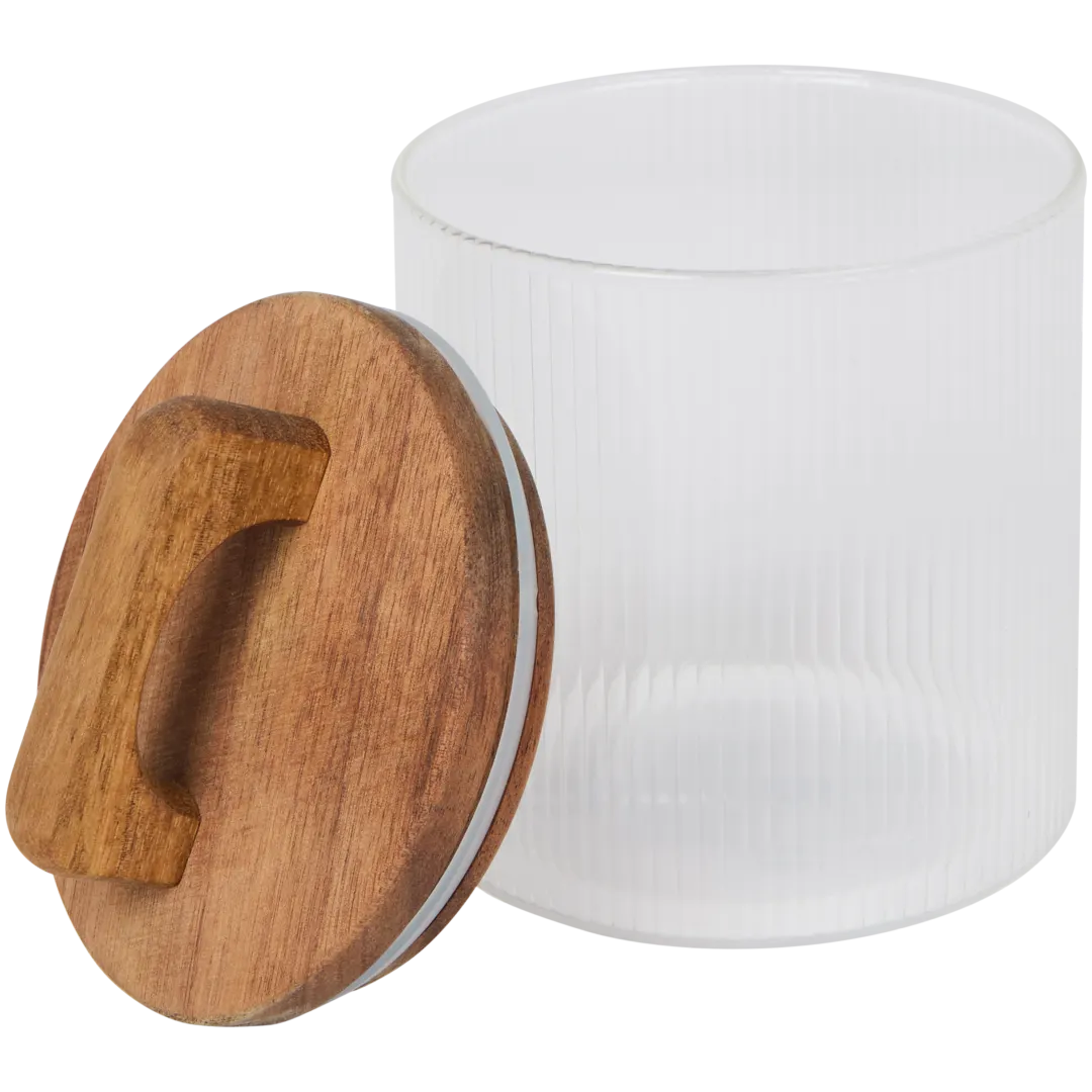 Pot à provisions avec couvercle en bois