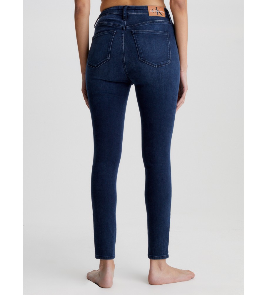 Calça jeans Calvin Klein de cintura alta, super skinny, corte reto, azul marinho