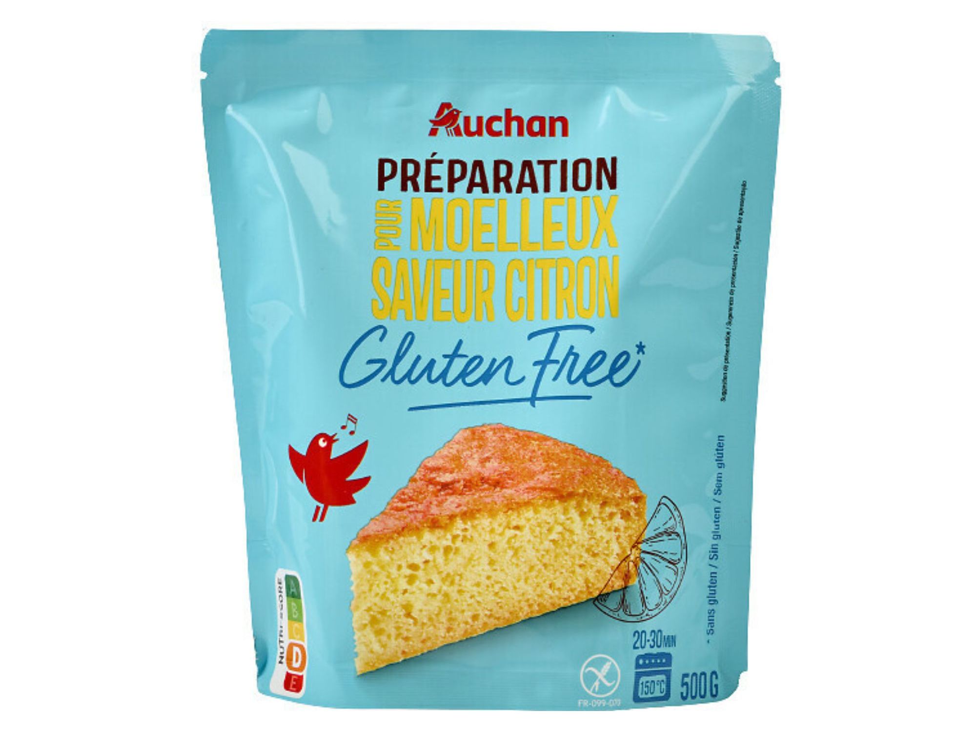 BOLO AUCHAN PREPARADO CREMOSO LIMÃO SEM GLÚTEN 500G