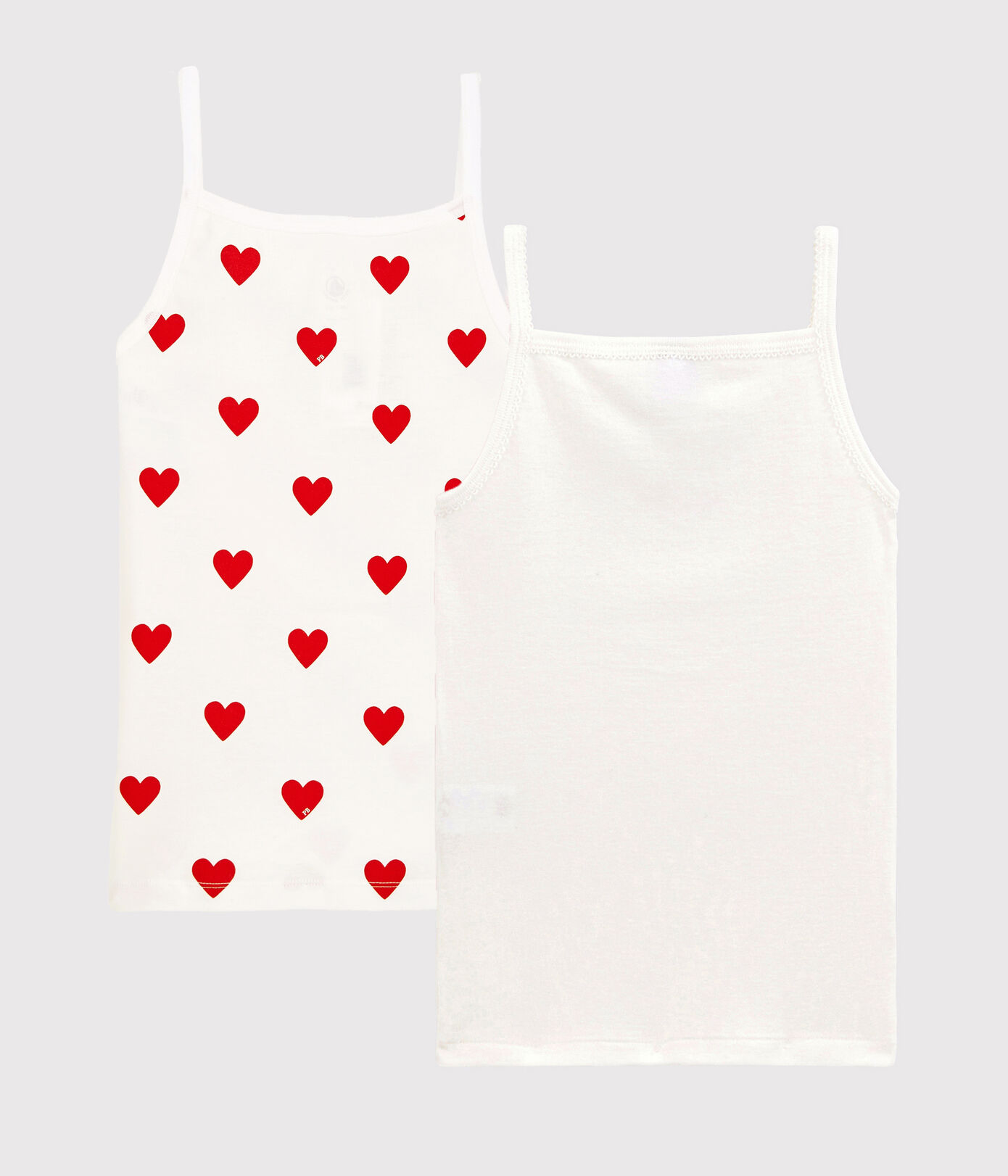 Lot de 2 chemises à bretelles cœur petite fille en coton