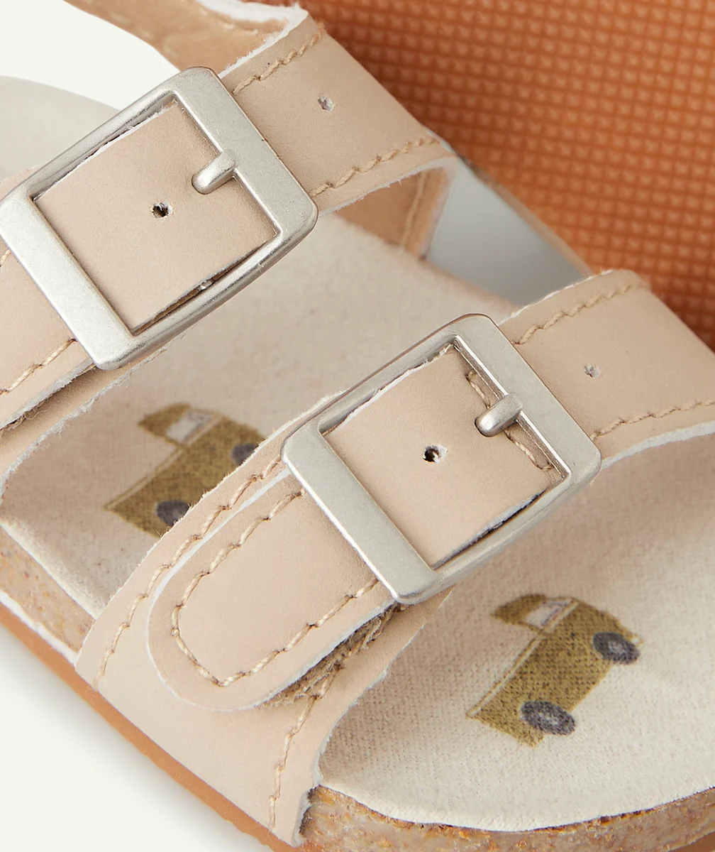 CHAUSSONS STYLE SANDALES BÉBÉ GARÇON BEIGES AVEC BOUCLES