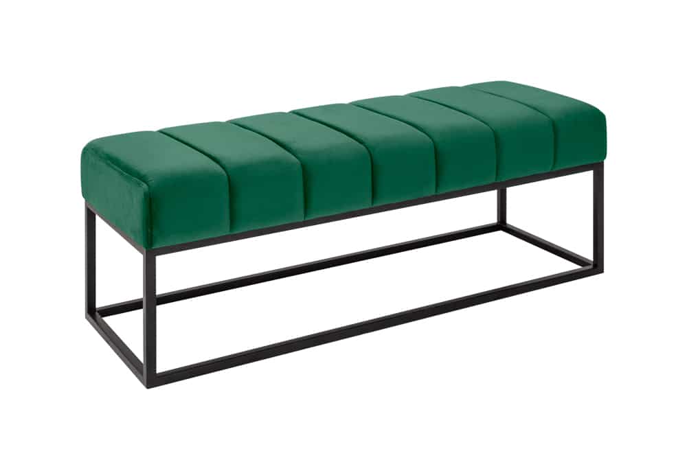 Elegante Sitzbank PETIT BEAUTÉ 110cm smaragdgrün Samt schwarzes Gestell