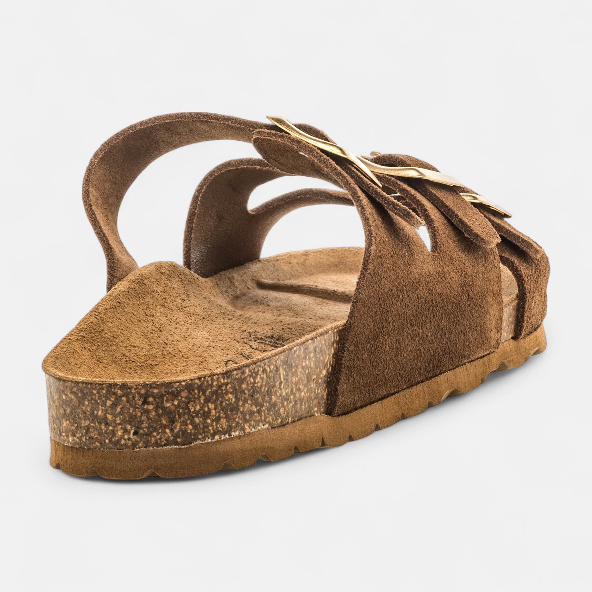 Mules semelle liège Femme en cuir marron
