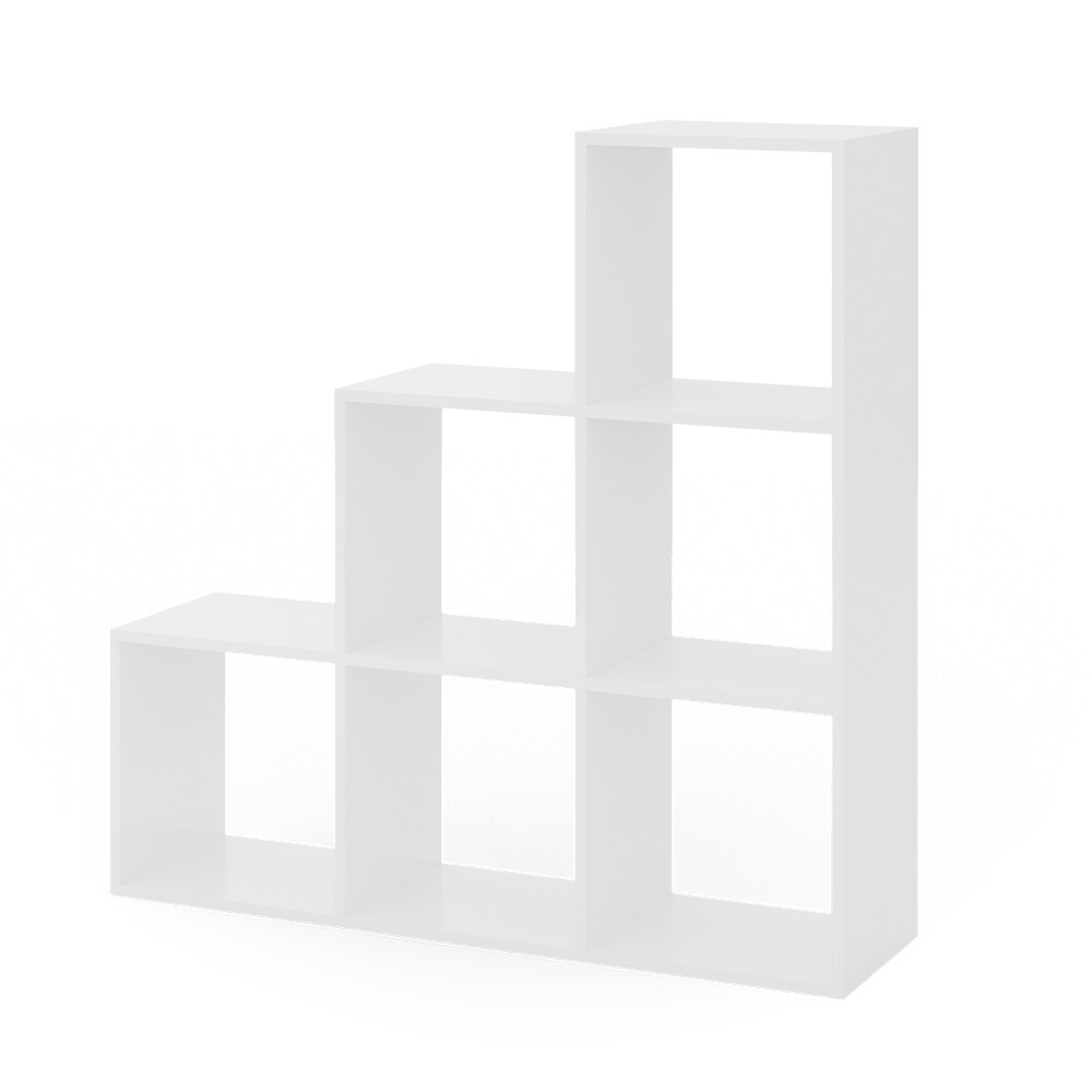 Vicco Treppenregal Raumteiler Bücherregal 6 Fächer Weiß Stufenregal Faltbox