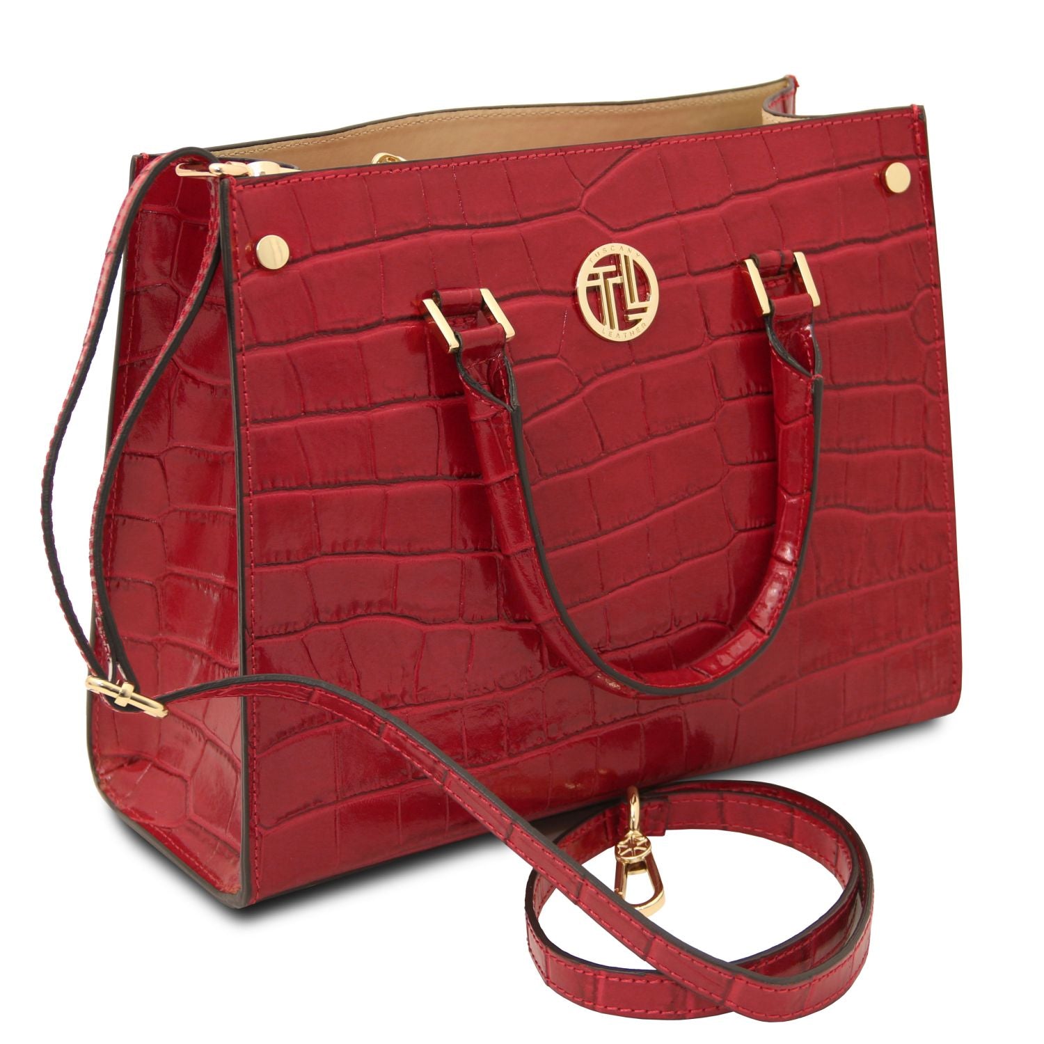 TL142504 – Croque – Croc print leren Handtas