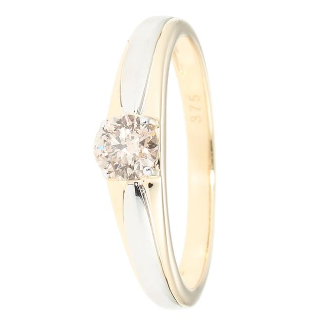 Solitär-Ring, Brillant, 0,50 ct., SI, Gold 375 bicolor