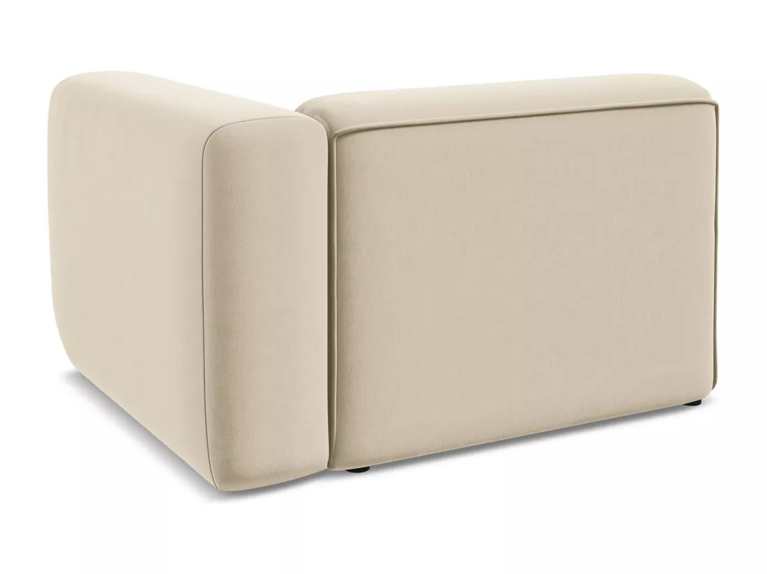 Module avec accoudoirs droit en velours - beige clair - EKAHI