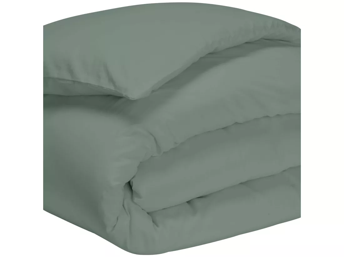 Housse de couette vert de gris 100% coton 200x200 cm