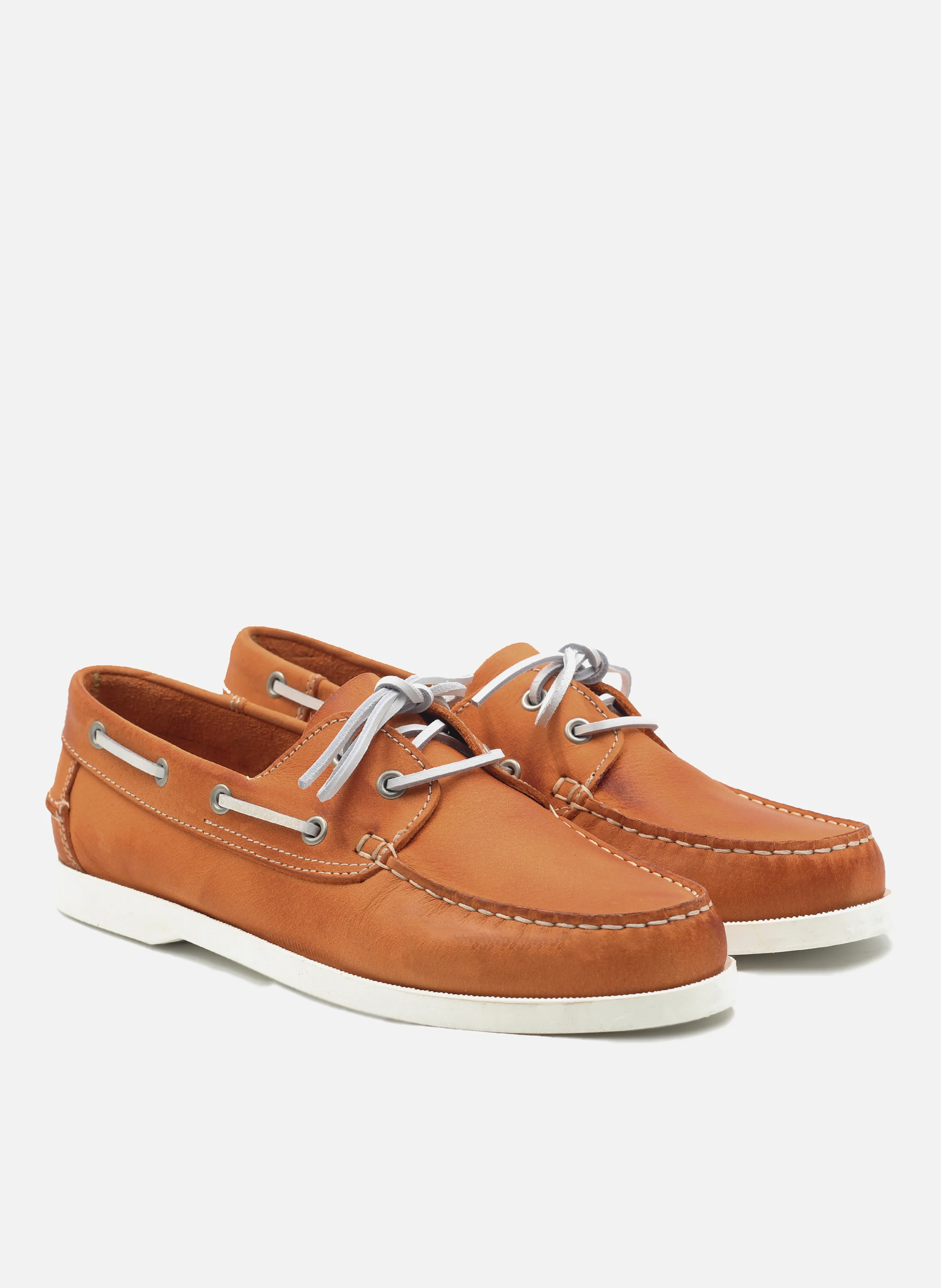 Chaussures bateau cuir mat brossé | Orange