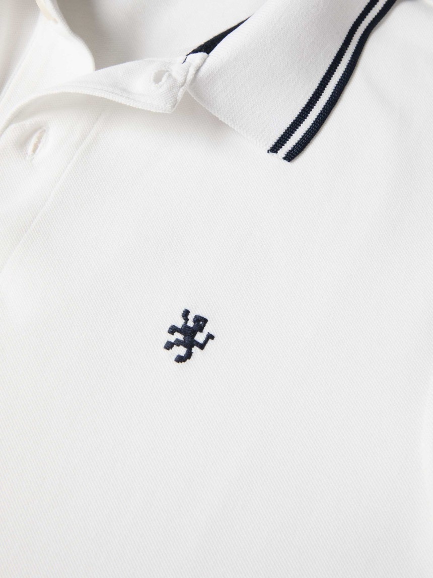 Polo piqué slim fit com riscas