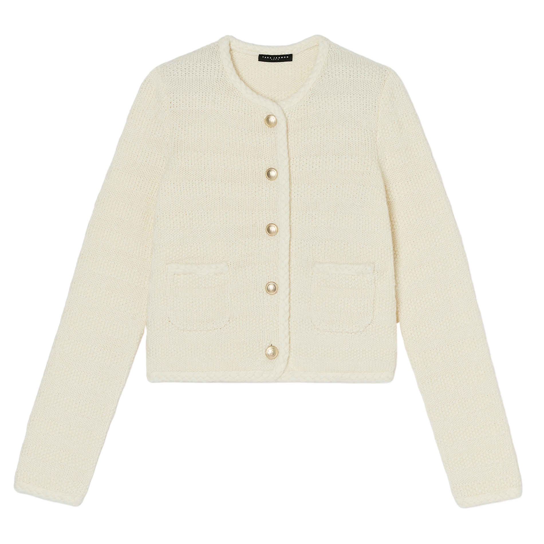 GIUDA - Cardigan court boutonné en maille| Beige