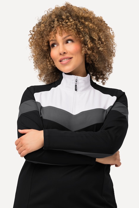Funktionsshirt, Slim, Troyerkragen, Langarm, recycelt