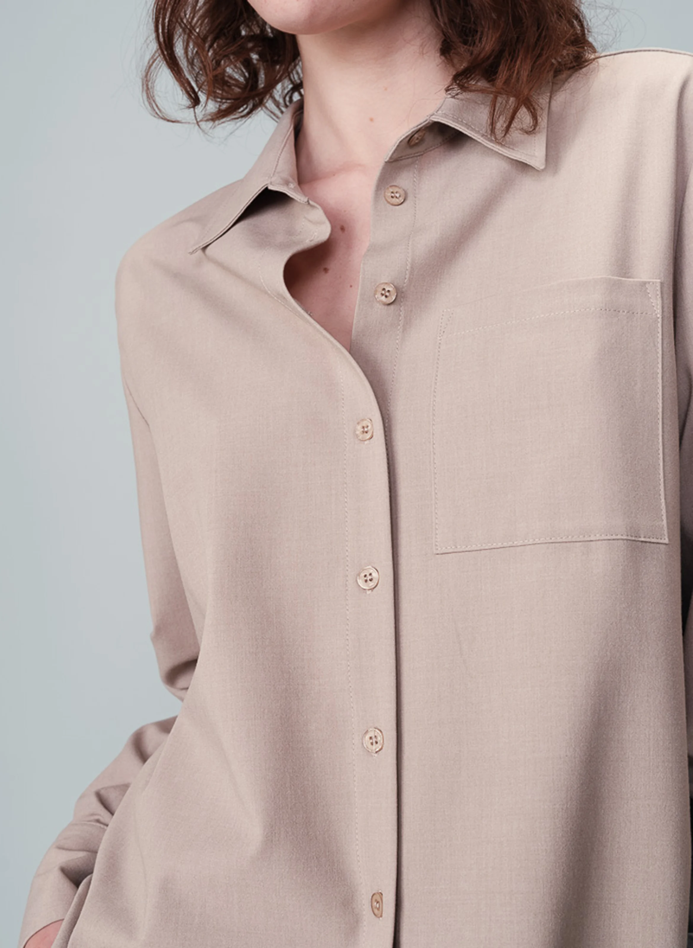 NONO - Chemise droite manches longues | Beige