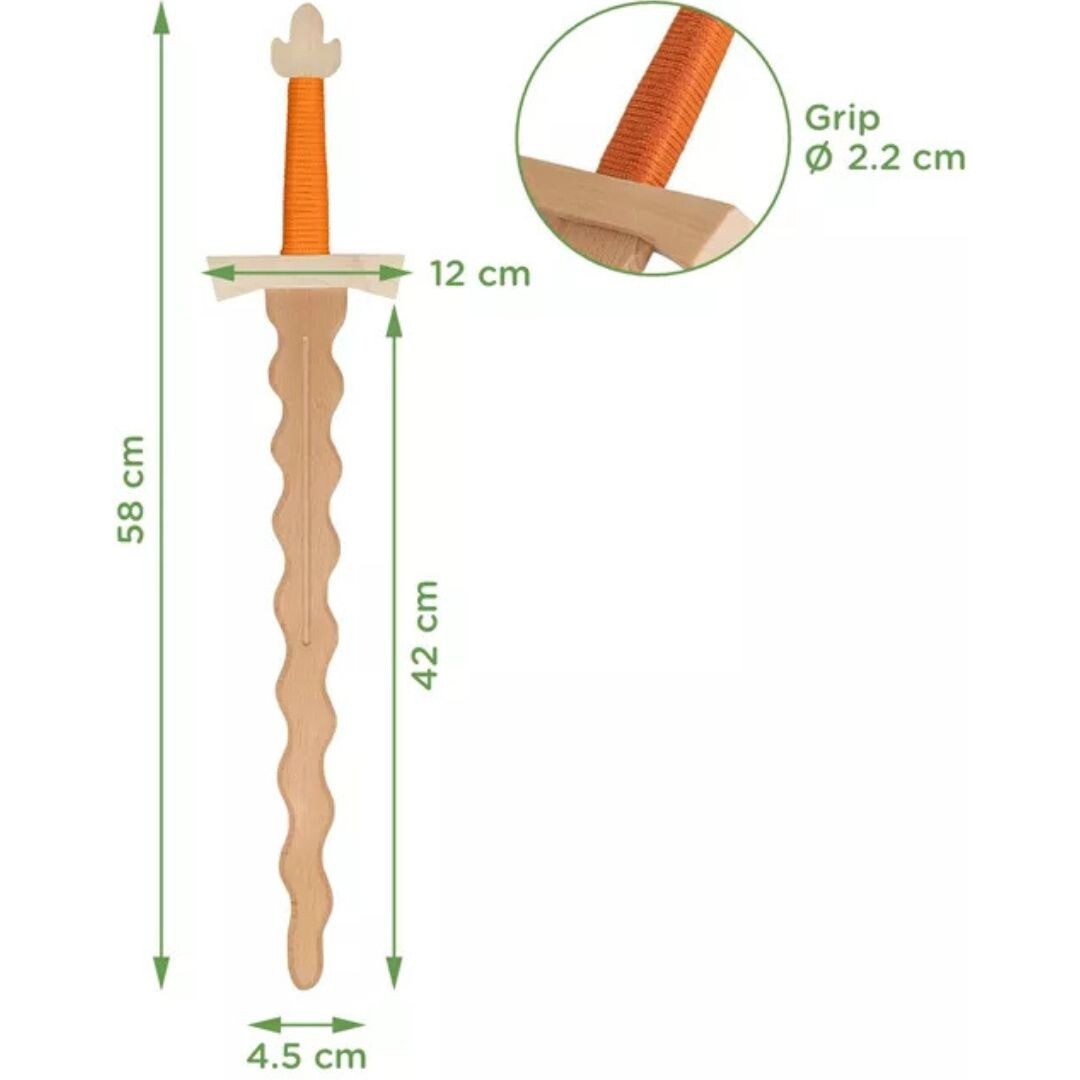 Woodsy vlammend zwaard met oranje gevest - 57,5 cm
