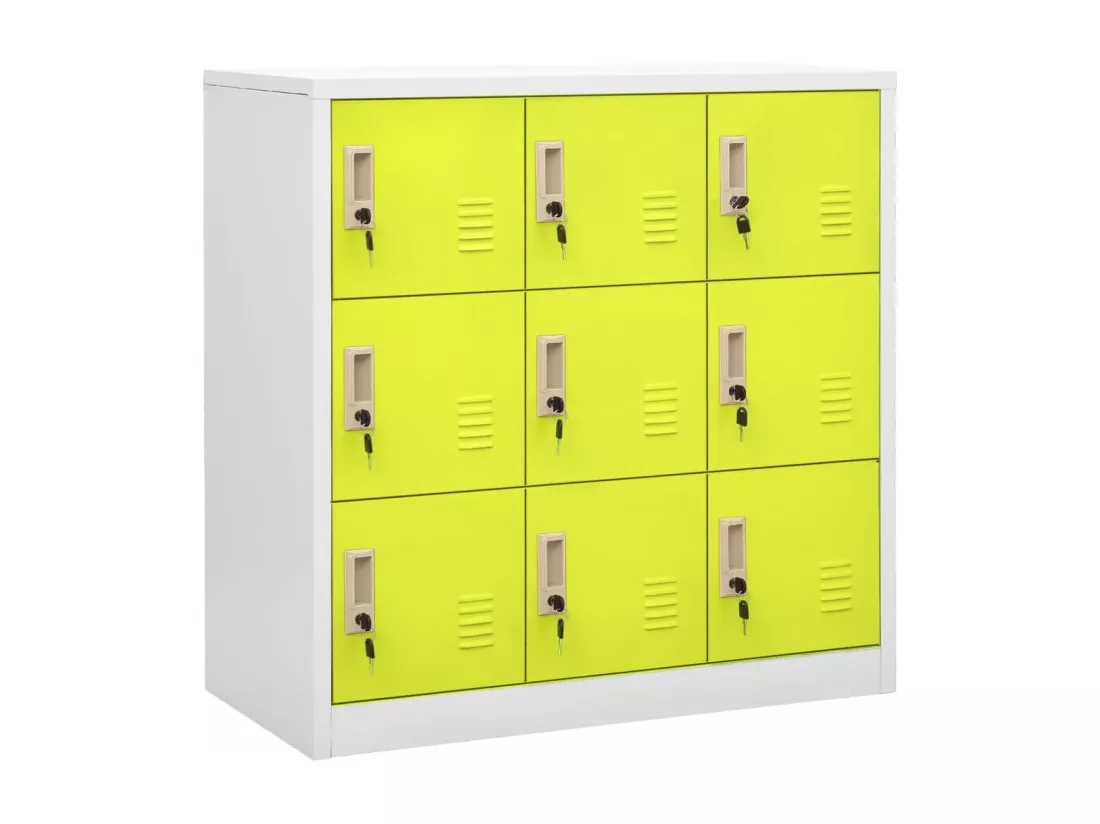 Armoire à casiers Gris clair et vert 90x45x92,5 cm Acier