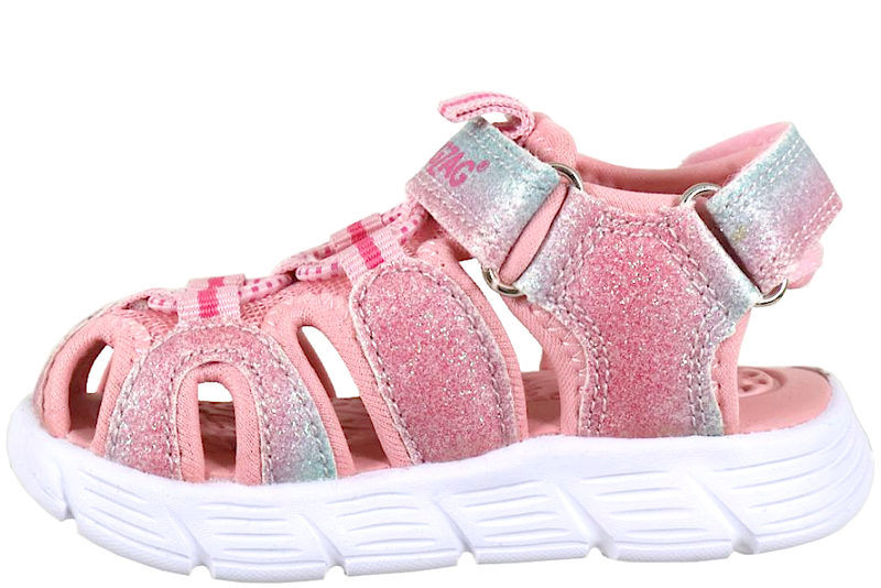 ZIGZAG SANDAL I LYSERØDT GLIMMER PU