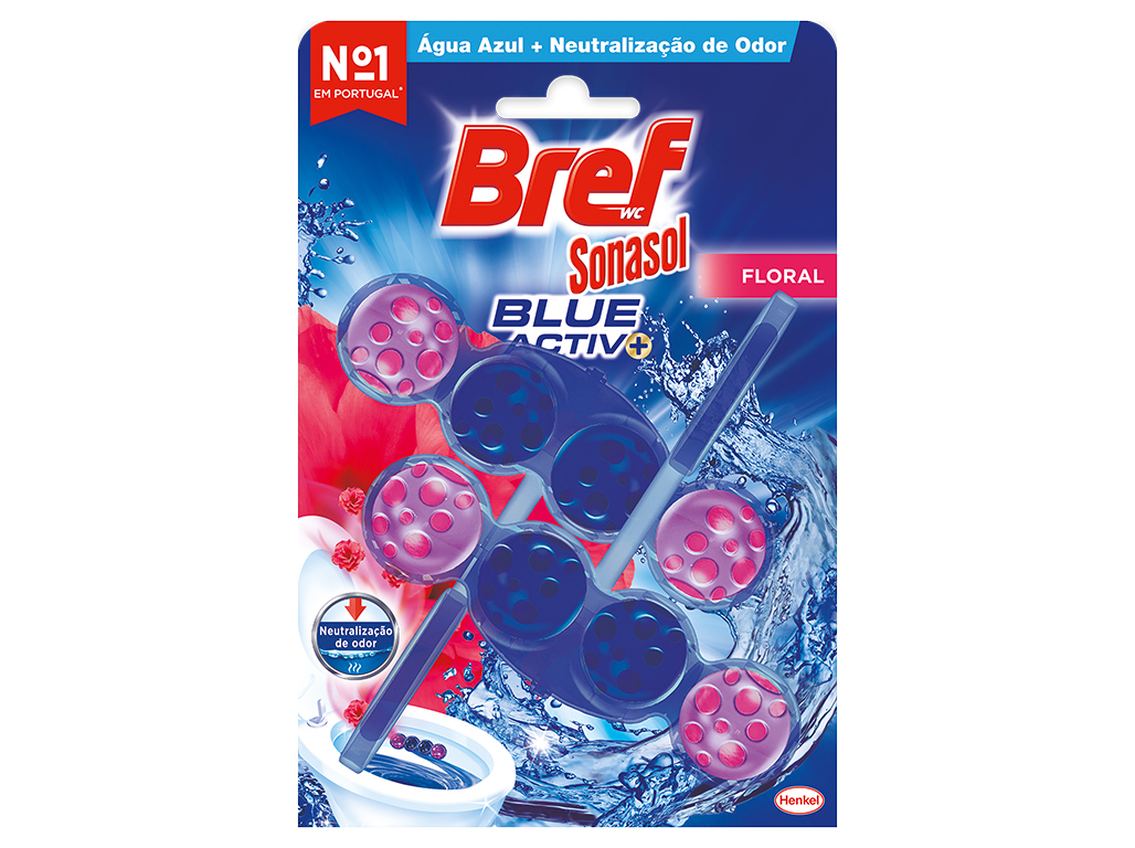BLOCO BREF SONASOL SANITÁRIO BLUE ACTIVE FLORAL 2X50G