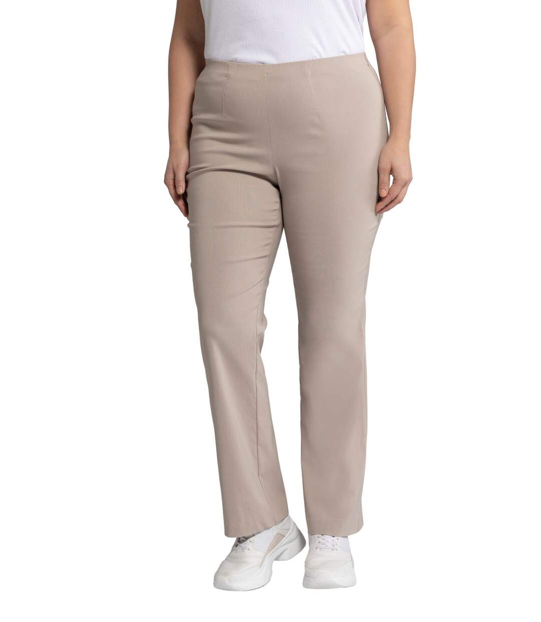 ULLA POPKEN Pantalon Bengalin Taille élastique peu froissable très élastique Clair de lune
