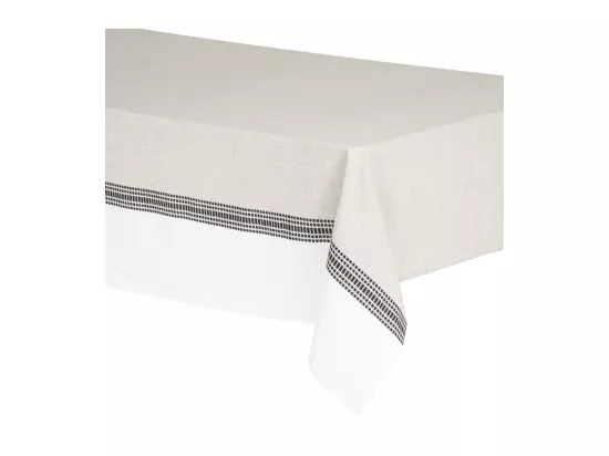 Nappe en coton bicolore Beige Lin et Blanc 150 x 250 cm