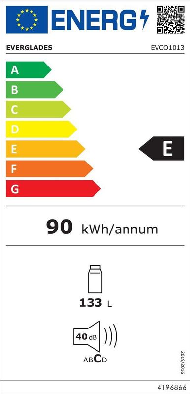 Everglades - Evco1013 - Tafelmodel Koelkast - Wit - Zonder Vriesvak - Inhoud 133 L