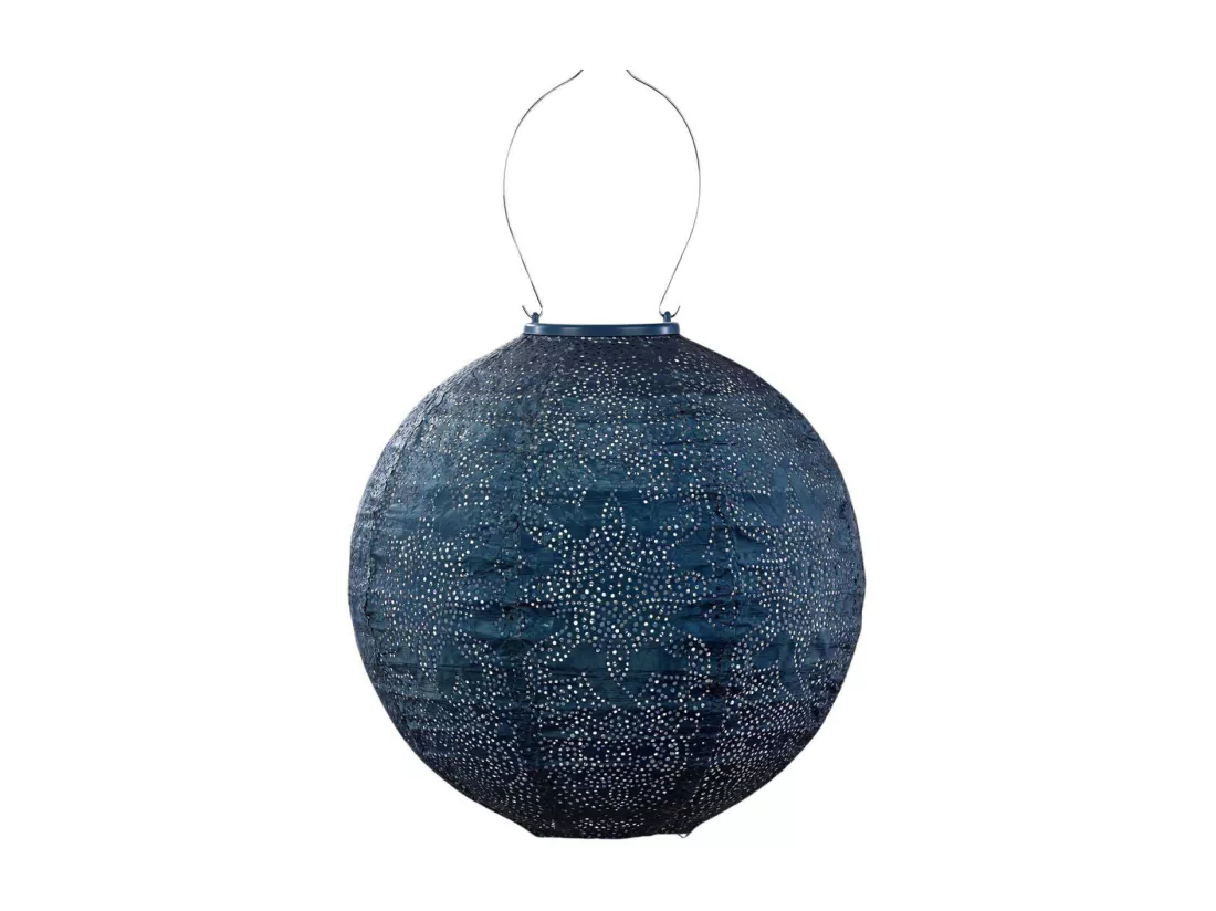 Lanterne solaire Round 30 cm Marrakesh - Bleu Pétrole
