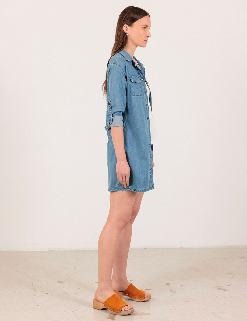 HBT DENIM LIGHT | RACHEL ROBE CHEMISE BLEUE FEMME