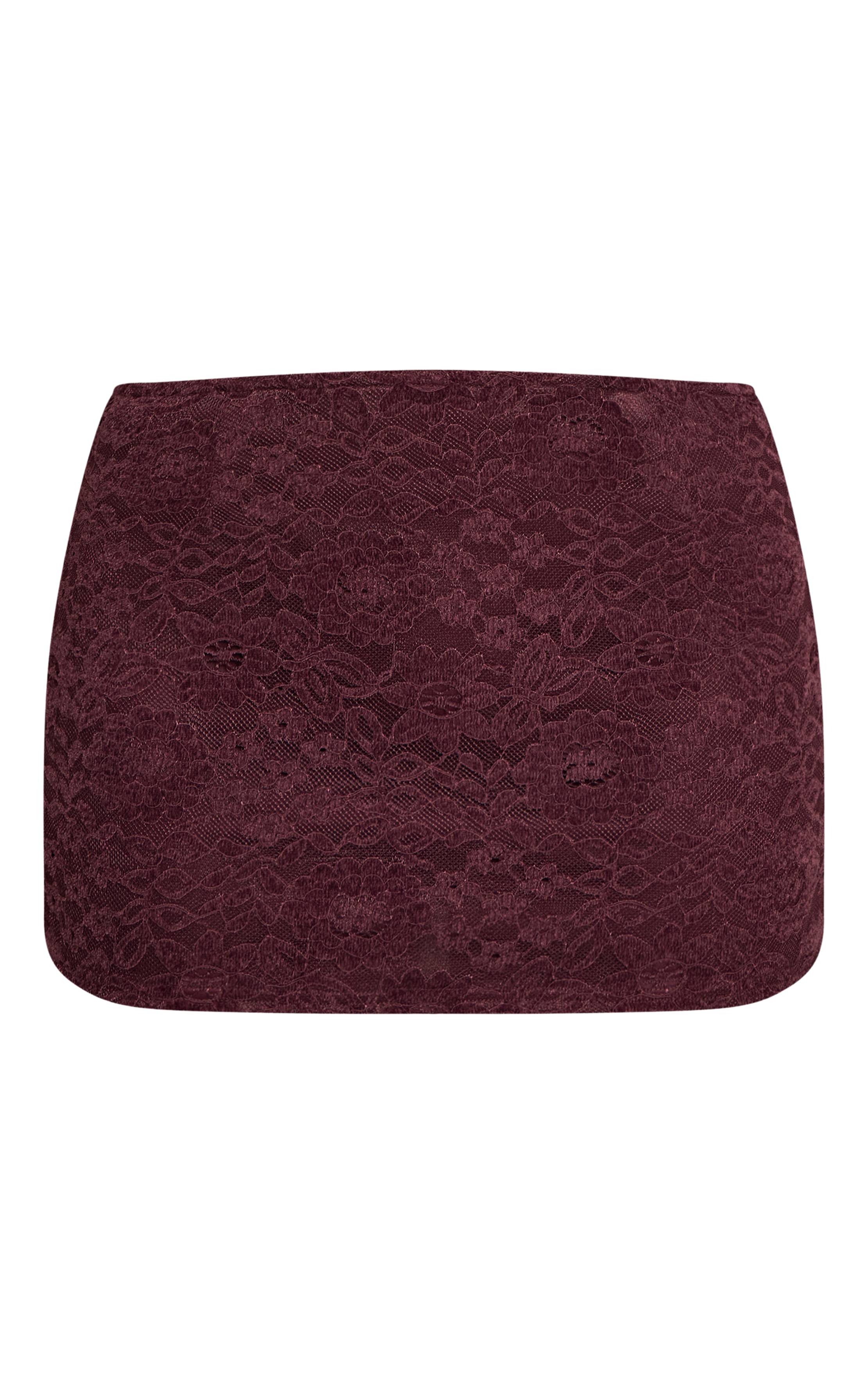 Dark Wine Ensemble Jupe Mini En Dentelle