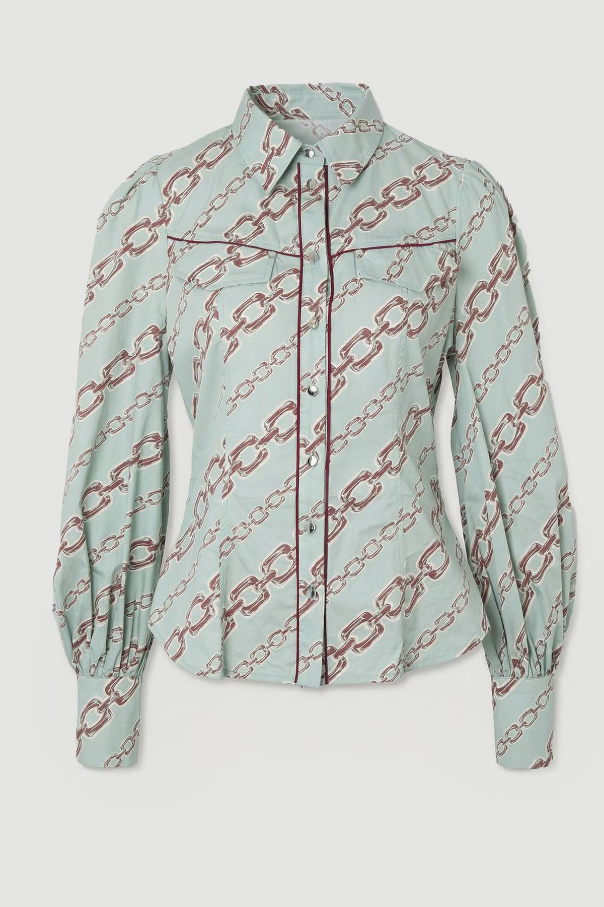 KarenMillen Chemise en Satin de Coton à Manches Volumineuses