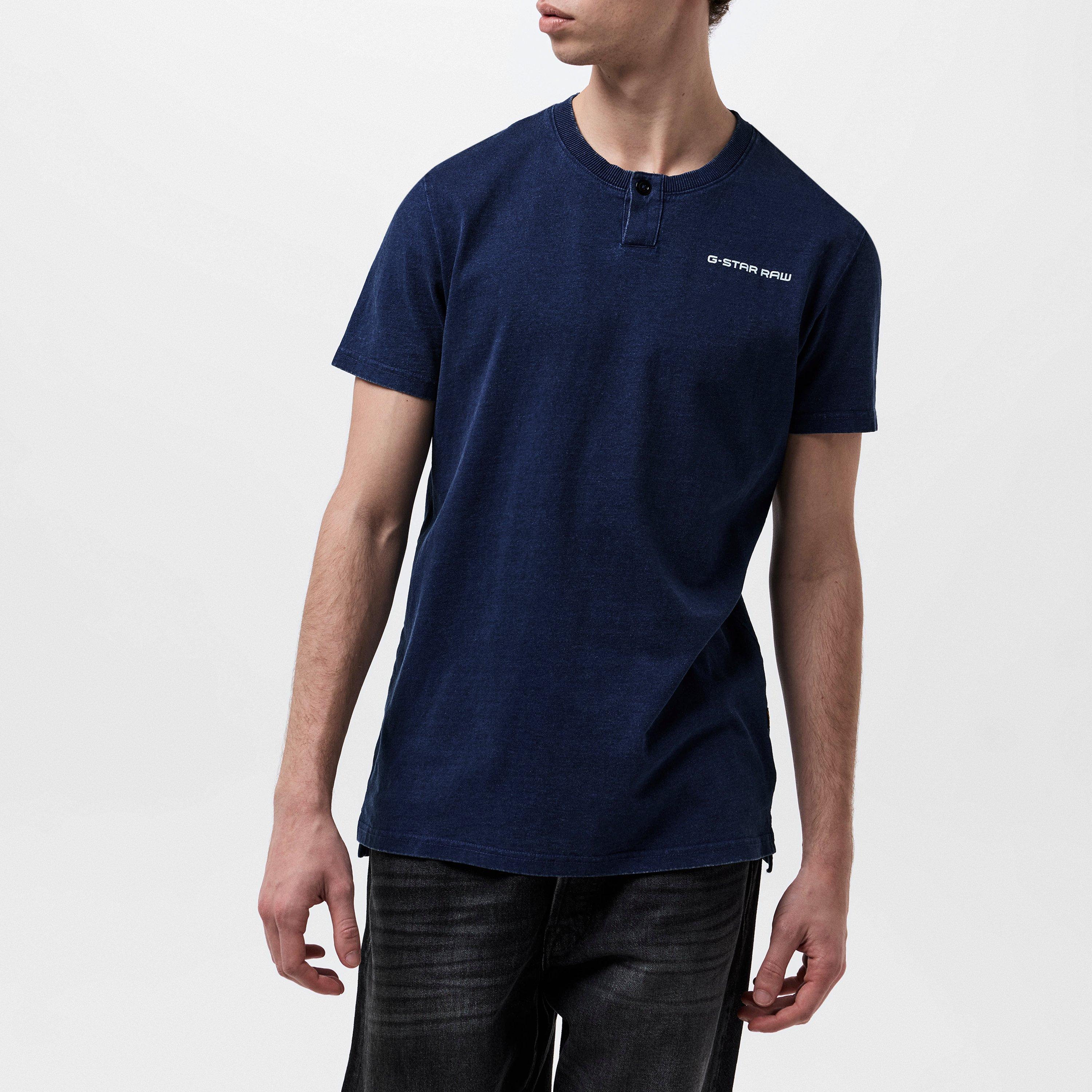 G Star Indigo Henley T Shirt