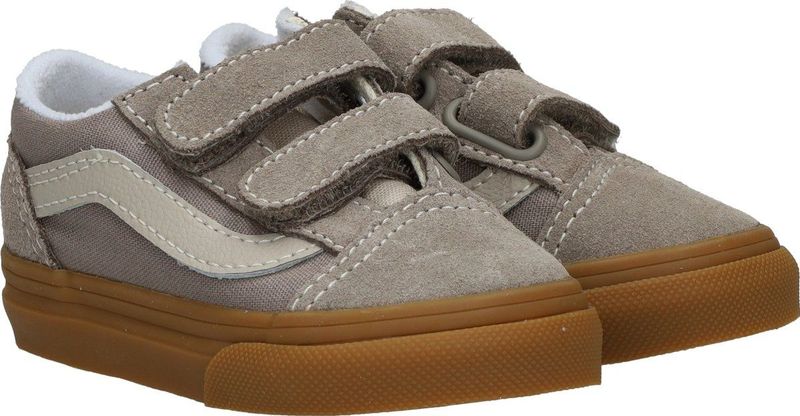 VANS - Old Skool V - Sneakers - Grijs - Leer - Klittenbandsluiting